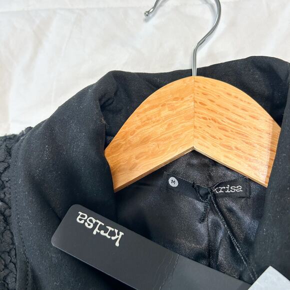 NWT Revolve Krisa Black Sherpa Moto Jacket Size Medium - Picture 4 of 7